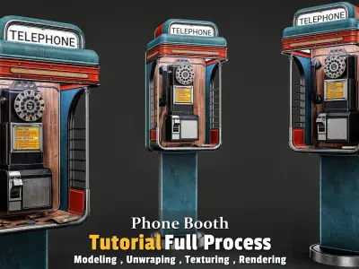 Phone Booth Low-poly 3D model