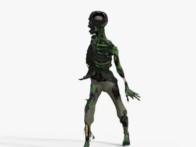 Scary Zombie Skeleton Rigged 3D model
