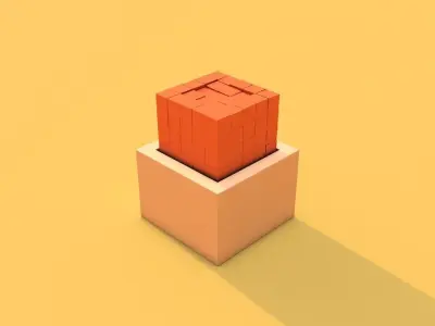 Falling Cubes With Animation Low-poly 3D model