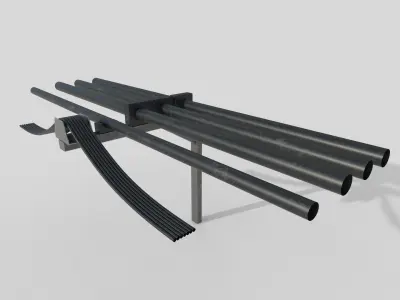 Tunnel power pole with wires 3D model