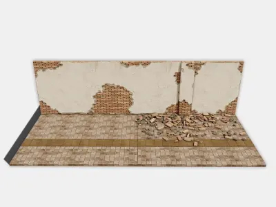 Brick Wall Damaged 3D model
