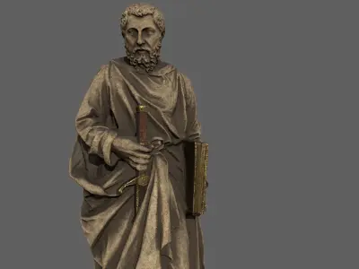 Old Man Statue Low-poly 3D model 17