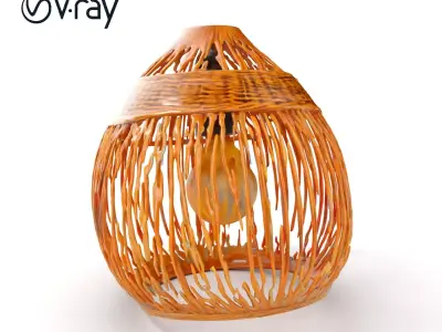 Wicker Basket Pendant Light Model Pack for Interiors Low-poly 3D model