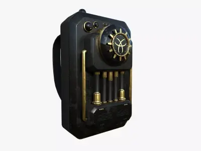 SciFi Backpack I03 Black Gold - Fashion Character Design Low-poly 3D model