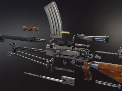 Nambu Type 99 LMG Low-poly 3D model