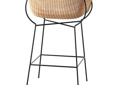 Wendel Rattan Bar by pottery barn 3D model