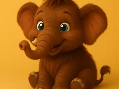 Adorable Baby Mammoth 3D Model  STL for Printing  3D print model