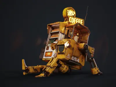 Vending Robot - Post Apocalyptic Mech Low-poly 3D model