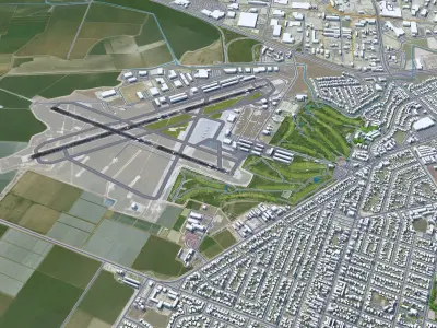 Salinas Muncipal Airport 10km Low-poly 3D model