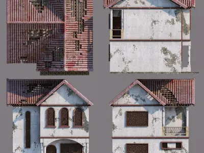 Abandoned house Low-poly 3D model