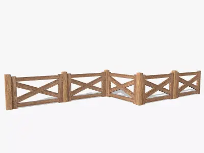 Wooden Fence Low-poly 3D model 4