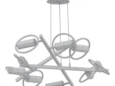 FLARE modern chandelier with circular glass shades 3D model