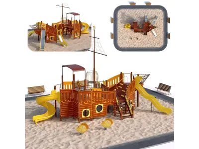 Children playground sea schooner 3D model