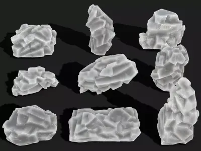 Mountain ice Rocks - PBR Pack 13 Low-poly 3D model