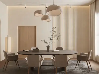 Minimalistic Style Dining Room 3D model