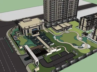Residential Building Landscape Sketchup Model 3D model