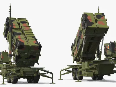  Patriot Missile Launcher on Wheeled Trailer Camo 