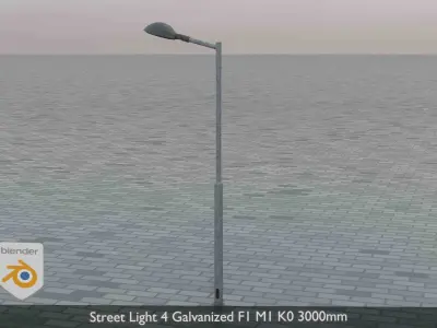 Street Light 4 Galvanized F1 M1 K0 3000mm Low-poly 3D model