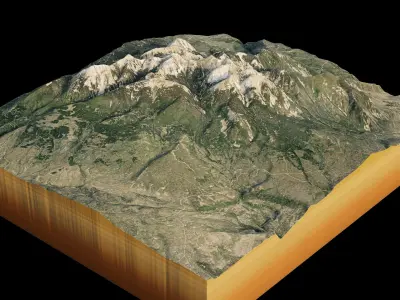 Peak of Mount Waas in the La Sal Mountains 3d terrain 3D model