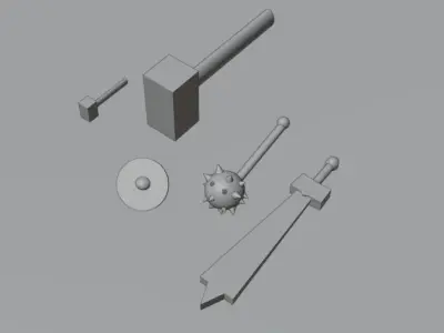 Low poly asset pack medieval weapons Free 3D model
