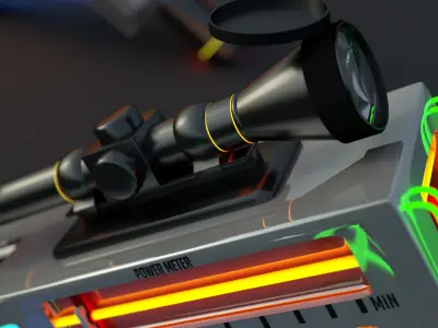 sci-fi futuristic double barrel revolver gun Low-poly 3D model