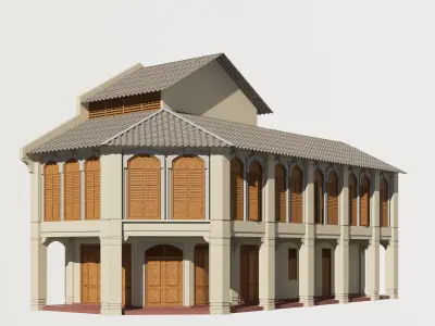 Malaysia Shophouse Corner 1760 Heritage Colonial Architecture 3D model