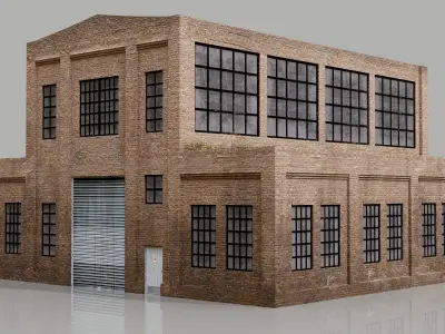Industrial building 002 Low-poly 3D model