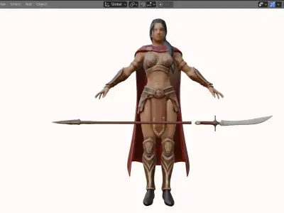 Female Battle Amazon Rigged Game Ready 5K 15K 20K Cinematic Low-poly 3D model