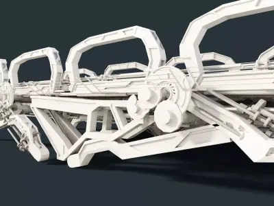 Futuristic scifi Modular Bridge Low-poly 3D model