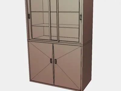 Cabinet with Glass Doors Low-poly 3D model
