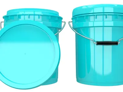 Food Grade 5l Plastic Bucket Turquoise 3D model