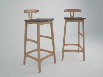 JATI WOOD STOOL Low-poly 3D model