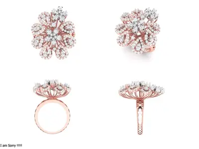 Rose Gold Women Diamond Ring 3D print model 3D print model 29