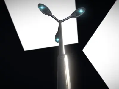 Sci-Fi Street Light 14 version 3 3m with pole 3 Low-poly 3D model