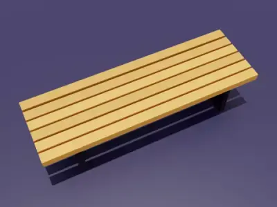 Low Poly Simple Bench Game Ready Street Furniture Low-poly 3D model