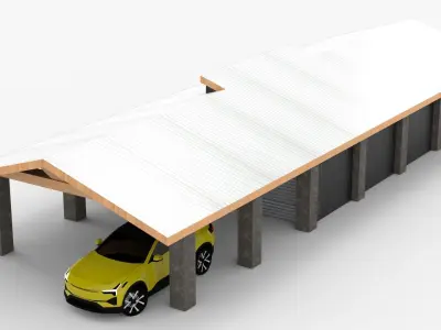 Modern Carport and Storage Unit Low-poly 3D model