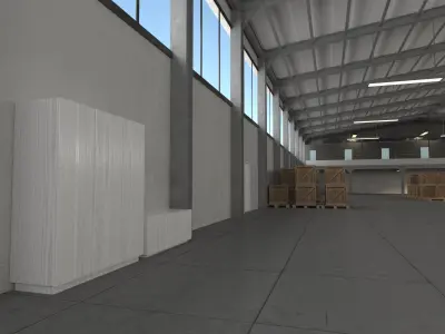 Warehouse with pallets and boxes Low-poly 3D model