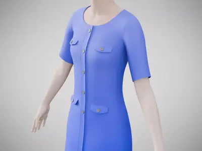 Dress 37 Very Light Blue Low-poly 3D model