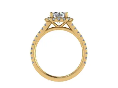 Ring245 diamond halo engagement ring gold 3D print model