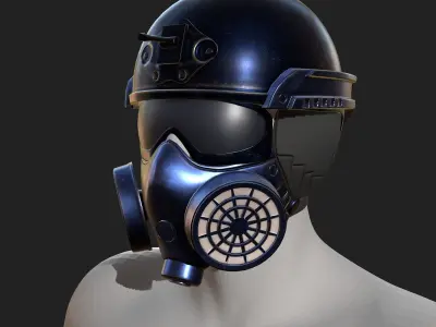 Helmet scifi military combat space cyborg robot military combat  Low-poly 3D model