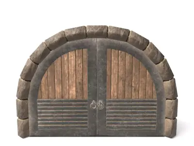 Medieval Fortified Wooden Door  Low-poly 3D model