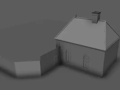 Set of 11 modular house for Game Low-poly 3D model