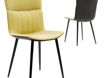 Modern upholstered faux leather dining chair Low-poly 3D model