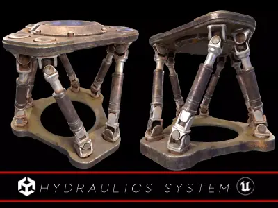 Sci-fi Hydraulics System Low-poly 3D model