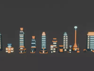 Stylized Futuristic City Environment Pack Game Ready Low-poly 3D model