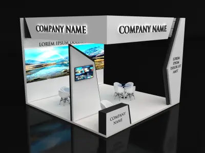 Booth Exhibition Stand Stall 6X6m Height 450 cm 3 Side Open 3D model