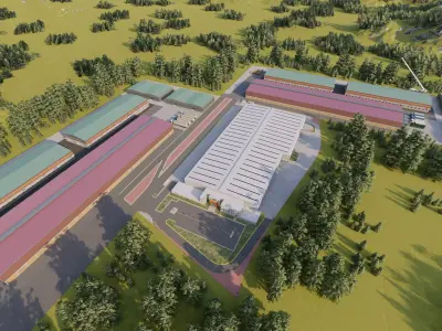 Industrial Factory-Factory building 3D model buy