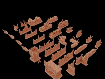 Modular Village Barricades Pack Tabletop Terrain 28 MM 3D print model