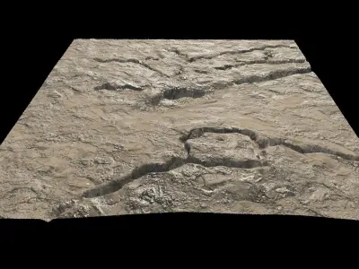 Abandoned WW1 battlefield with a lake 3D model