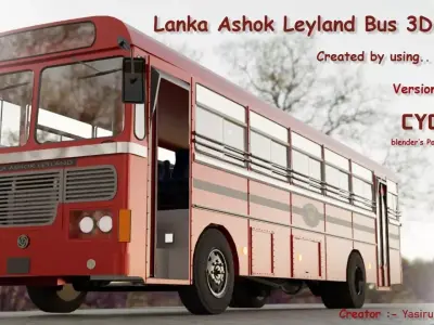 Lanka ashock Leyland Bus 3D model 3D model